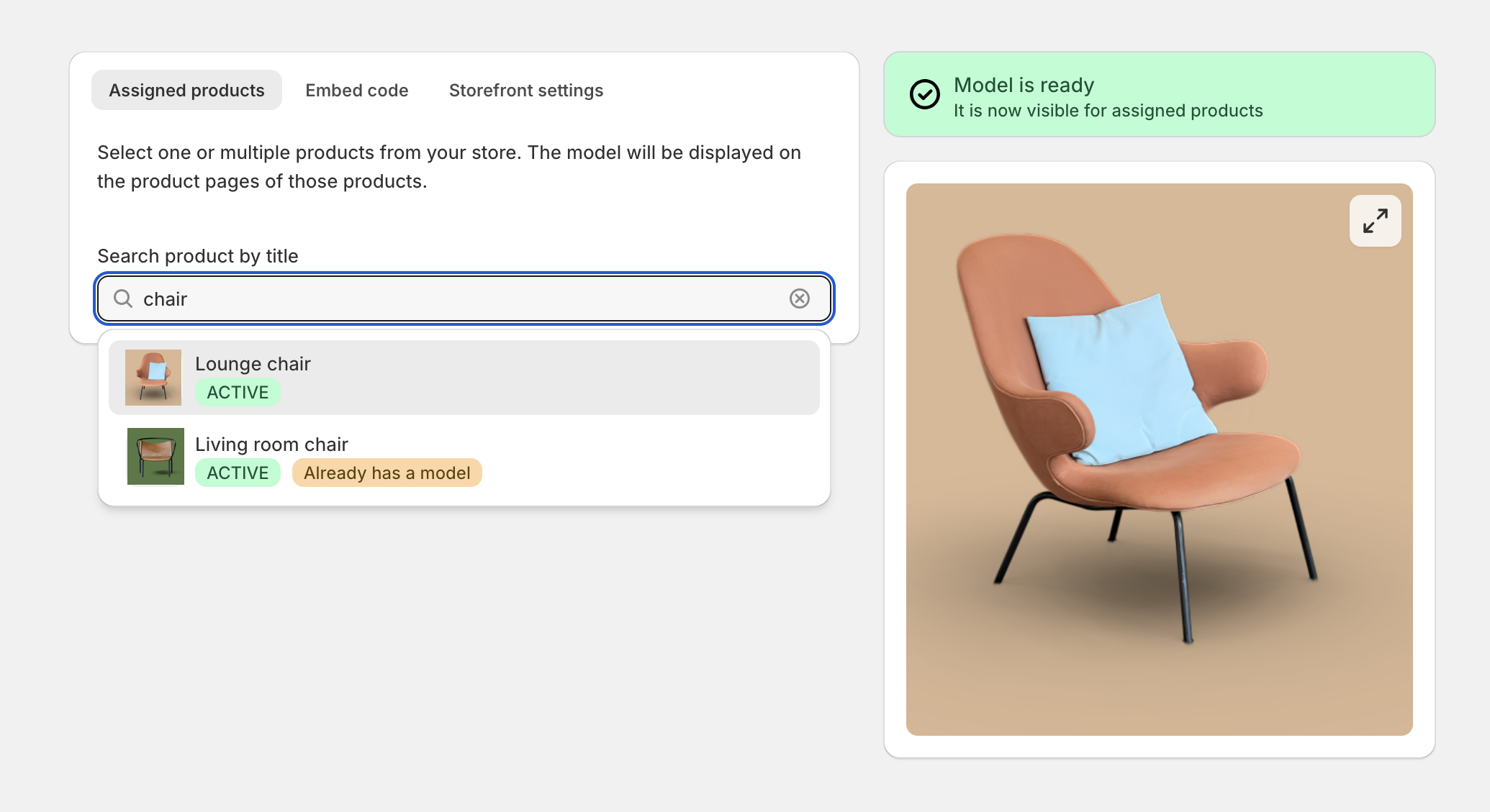 3D Model Management Interface